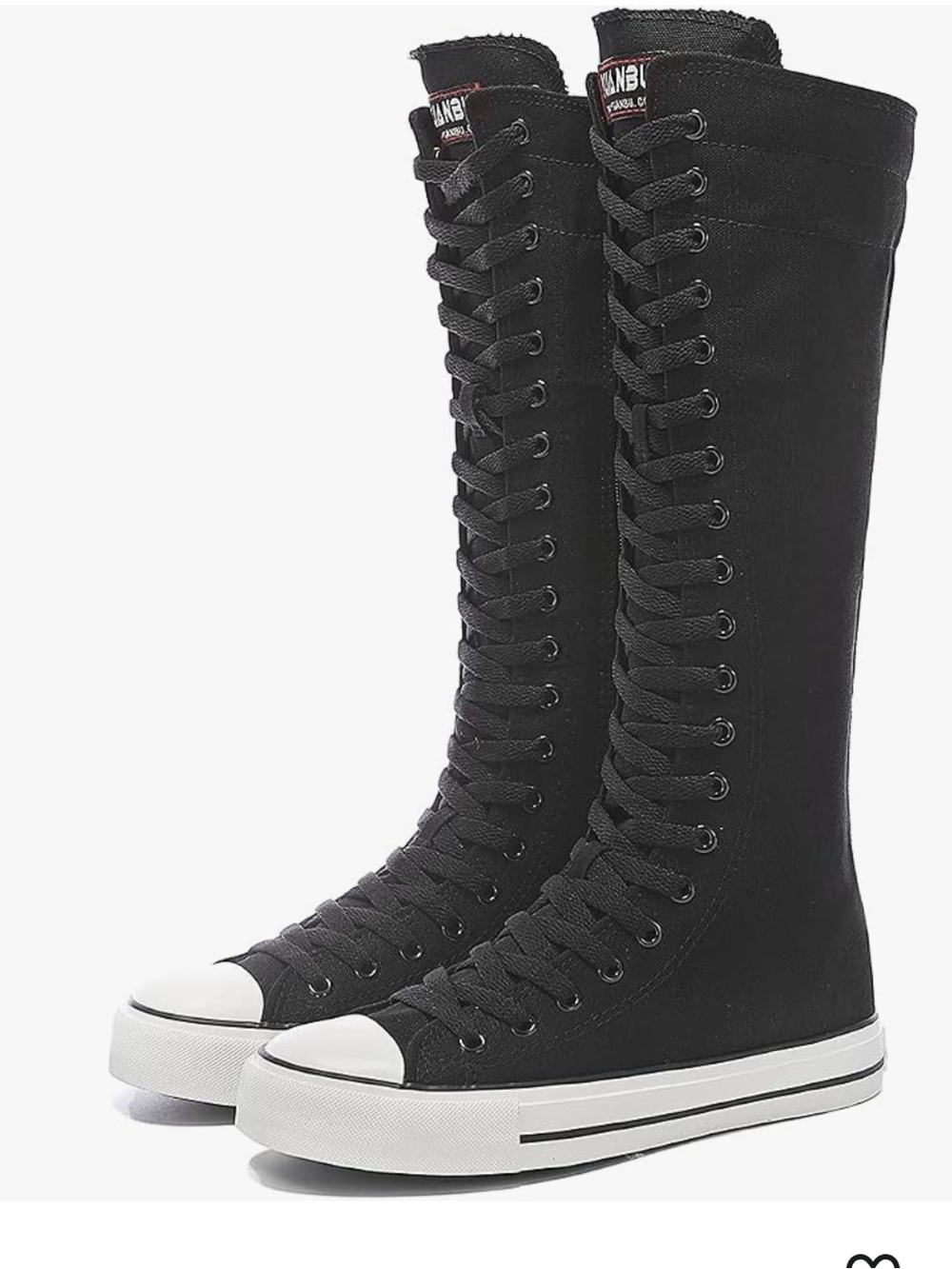 ANUFER Knee High Canvas Sneaker Boots Black Size 10.5 EU 42 No Laces